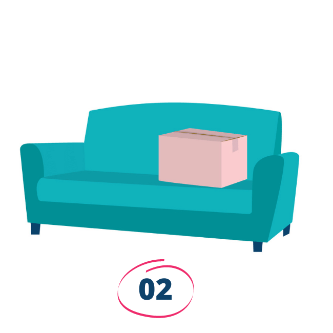 An illustration of the Oliver & Co. Conveyancing turquoise couch